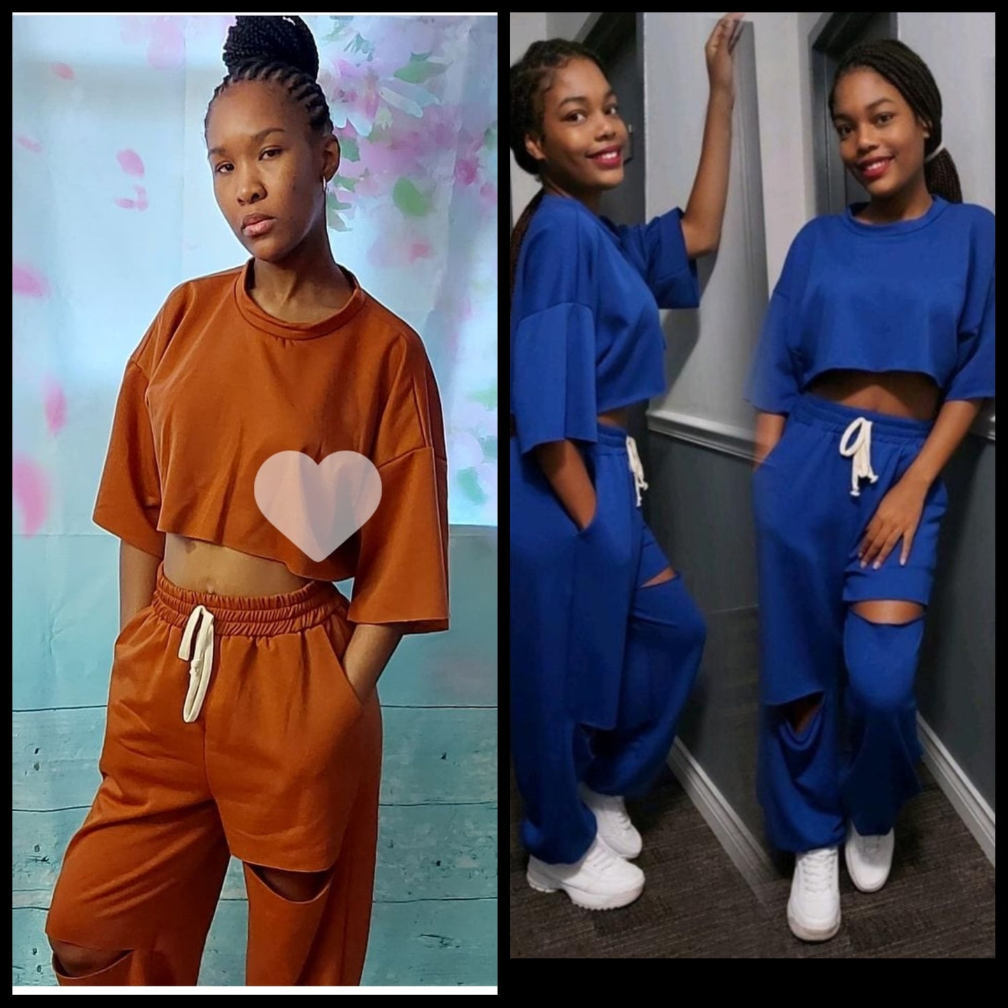 Jogger crop top pant set