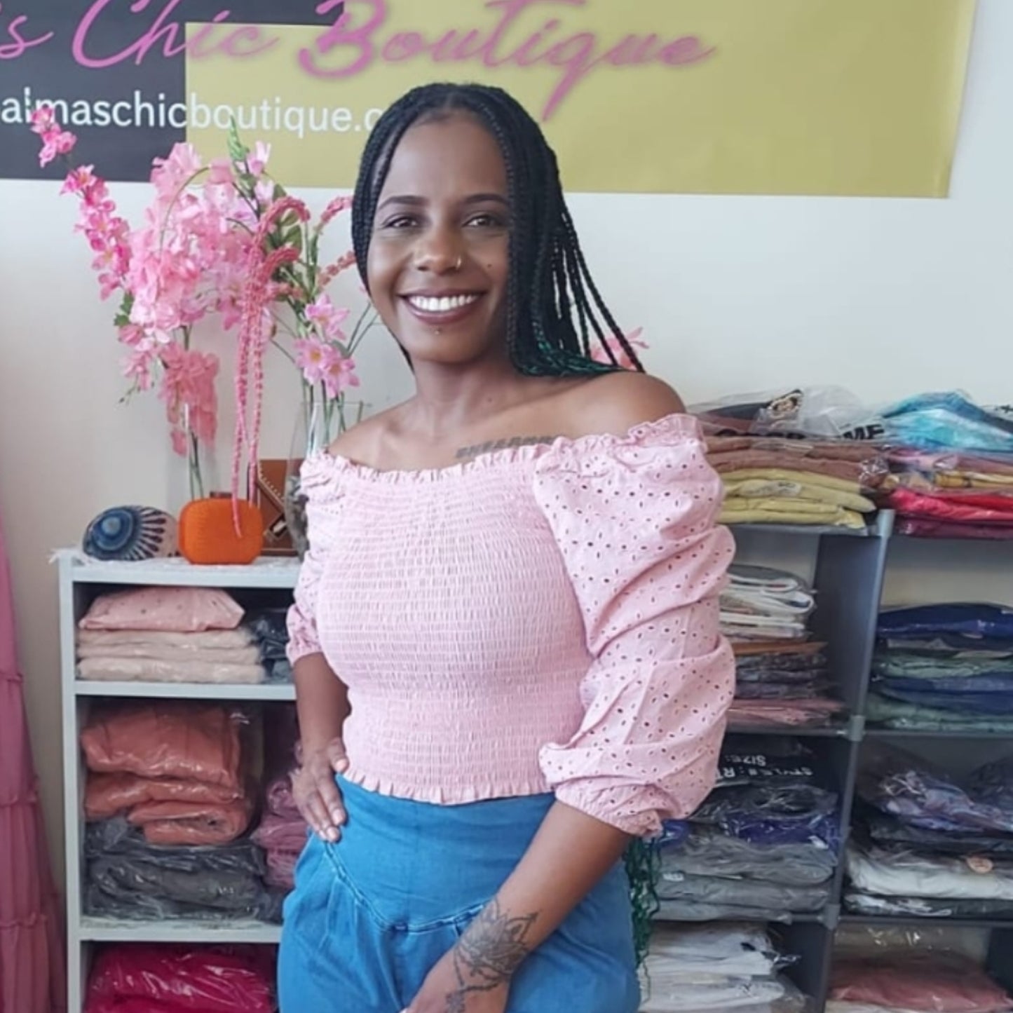 Pink Off-Shoulder Top