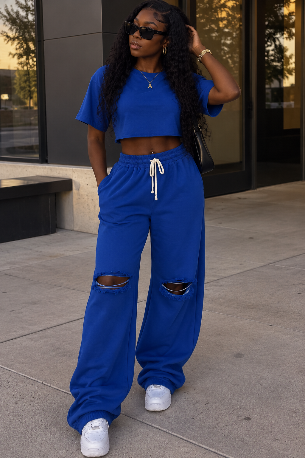 Jogger crop top pant set